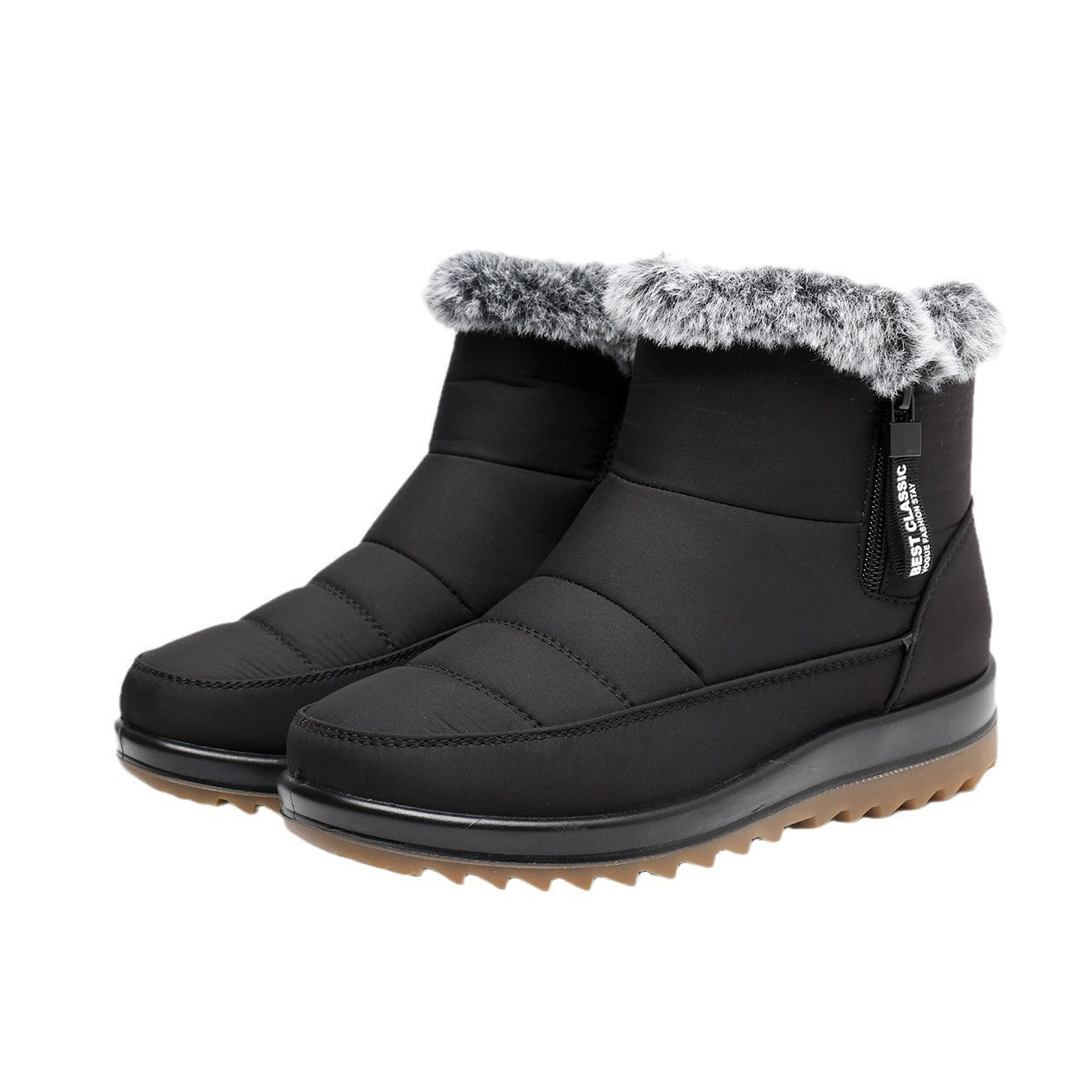 Bottes d'hiver courtes pour femmes chaudes avec doublure polaire.