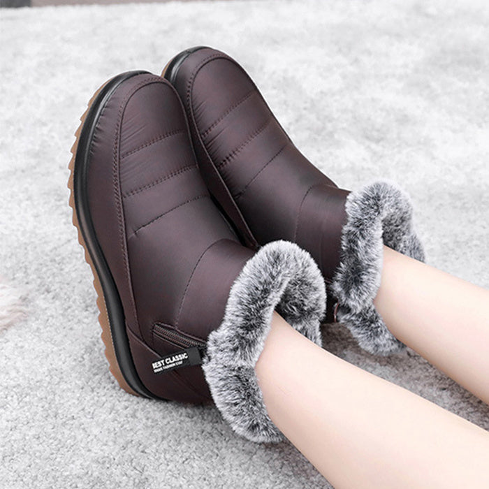 Bottes d'hiver courtes pour femmes chaudes avec doublure polaire.